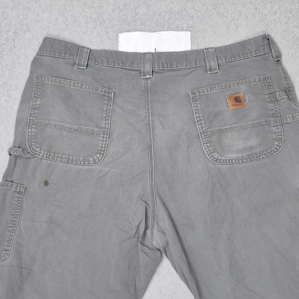 Carhartt Men Pants 40X34 Gray Cargo Carpenter Canvas B151 Dungaree Y2K READ